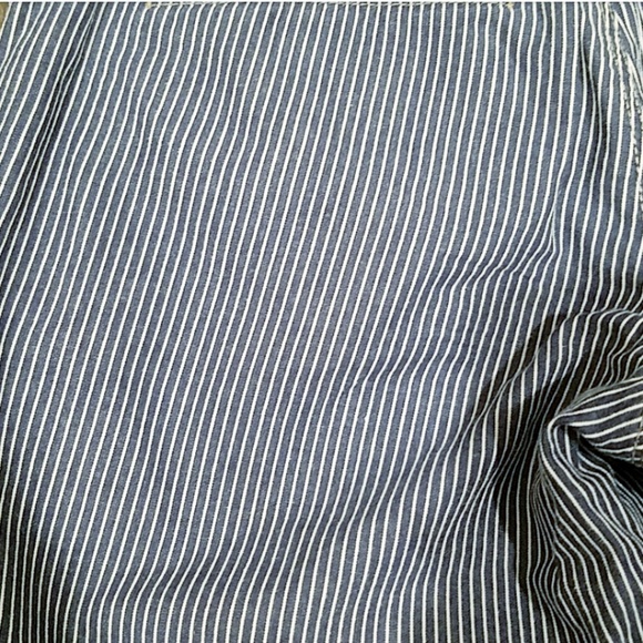 Blue White Pinstripe Bermuda Shorts - Picture 3 of 6